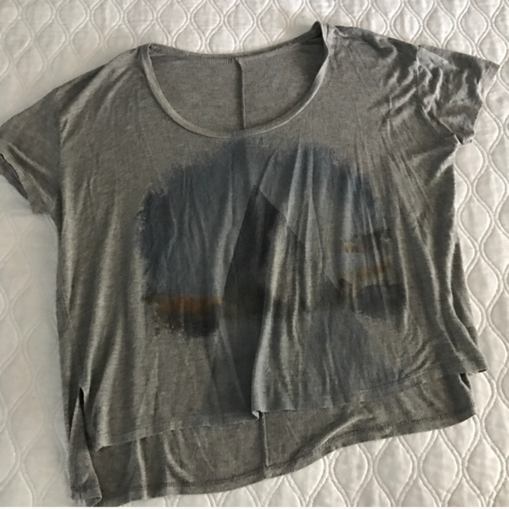 Grey Triangle printed mountain t shirt - S